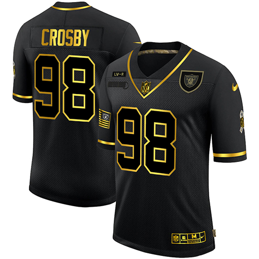 Las Vegas Raiders #98 Maxx Crosby Men Nike 2020 Salute To Service Golden Limited NFL black Jerseys